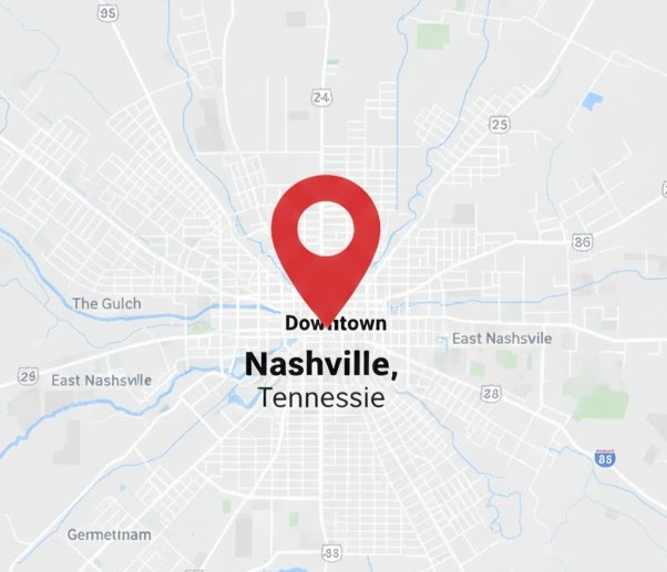 Map showing our location in Nashville