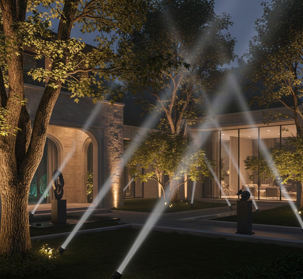 LED spotlights for garden features